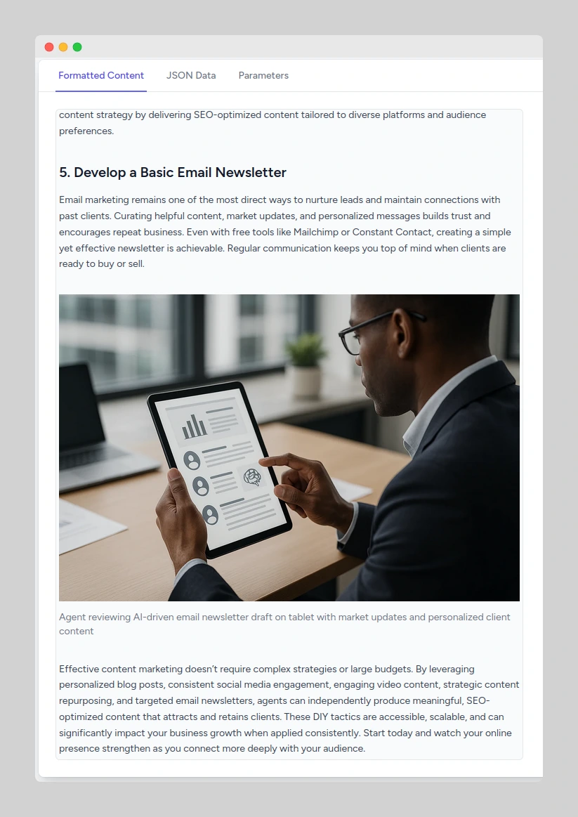 Example of a strategically adapted article generated by PostFuel on content marketing